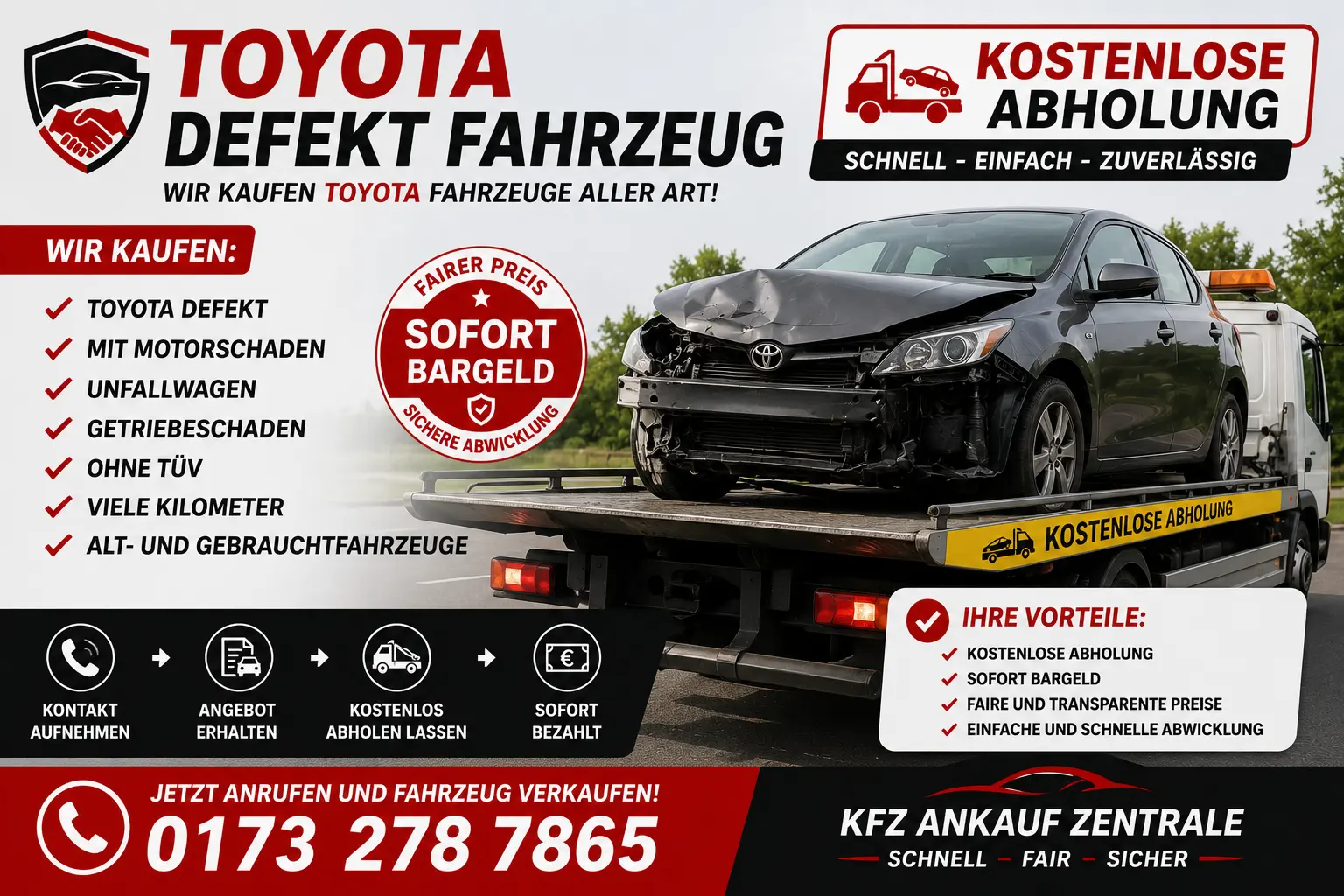 Toyota Defekt Fahrzeug Ankauf – Kostenlose Abholung & Sofortzahlung Toyota Defekt Fahrzeug Ankauf – defekte Toyota Fahrzeuge mit Motorschaden, Unfallschaden und bietet kostenlose Abholung